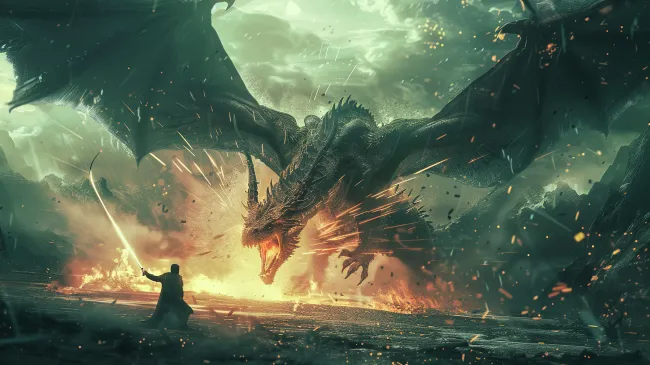 Fighting a dragon